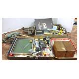 Group collectibles including straight razors, all