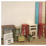 Group of painted furniture- telephone stand, etc &