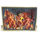 Large framed needlepoint- mod dancers