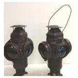 2 antique Adlake railroad switch lamps