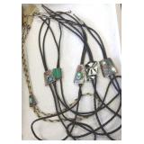 6 Native American bolo ties set with stones
