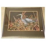 Framed signed K. Shoop watercolor- Egret 21" x 28"