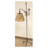 Antique bridge lamp with mica shade