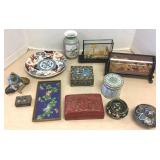 12 vintage oriental items including cloisonne,