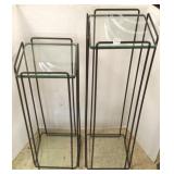 2 modern iron & glass plantstands