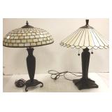 2 Arts & Crafts style leaded glass lamps