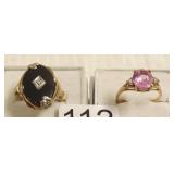 2- 10K rings set with diamonds etc approx. 8.3