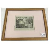 Framed pencil signed Dewey Albinson etching-