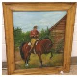 Framed oil on canvas of a horseman 20" x 24"