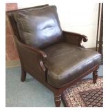 Bernhardt leather & wood armchair (as seen)