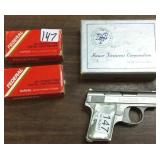 Bauer .25 semi-auto pistol with box & 2 partial