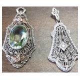 2 vintage 10k gold filigree pendants approx