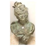 26 1/2" cast iron bust of Victorian lady