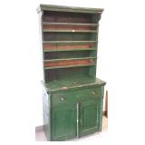 Early hand dovetailed step-back cupboard with