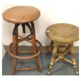Antique industrial stool & an organ stool