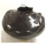 Signed black Casa Grande pot with lizards