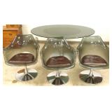 Chromecraft glass top pedestal table with 3