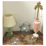 Depression era glassware with 2 lamps