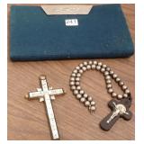 SW Chimayo wool clutch with M.O.P. cross &