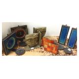 Mid-century modern 2 pairs of metal & pottery