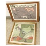 2 mid century modern artworks- serigraph & litho-1