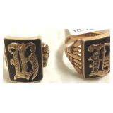 2 antique gold signet rings approx. 4.2g total