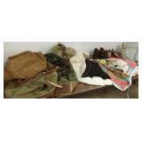 Group of vintage textiles, Gokey & Orvis canvas