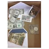 Group of coins & currency including U.S. silver