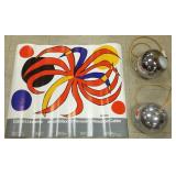 2 chrome mod fixtures & a Calder poster