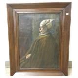 Antique framed oil on canvas - portrait of a woman