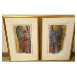 2 framed E. Kastaris mixed media artworks with
