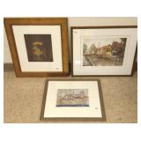 3 framed pencil signed & numbered etchings