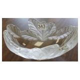 7" signed Lalique leaf bowl