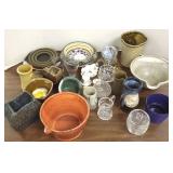 Group including studio pottery, cut glass, etc