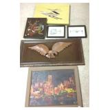 Signed Rick Moser mod oil & 5- prints, weavings &