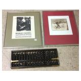 2 framed mod prints including Chagall & abacus
