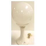 Mid Century pottery & glass ball lamp 24" tall