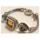 Sterling bracelet set with stones