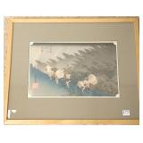 Vintage framed Japanese woodblock print
