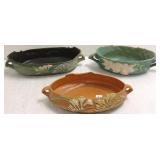 3 Roseville console bowls: 12" freesia, 10"