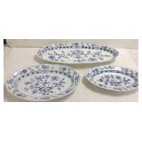 3 Meissen platters etc including 24" fish platter