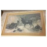 Signed Jeannett Robert 1886 charcoal elk with