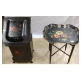 Victorian painted coal hod & tray table