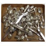 Group assorted sterling flatware, etc