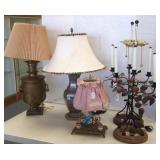 5 metal lamps including inkwell, samovar, etc