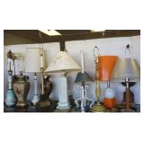 Group of assorted hand painted etc. lamps