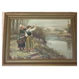 Antique framed signed T.P. Krause oil on canvas-