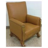 Mission oak armchair with new leather upholstery