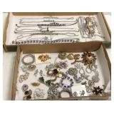 Large group of vintage rhinestone jewelry in