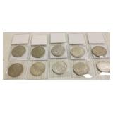 10 high grade Peace dollars